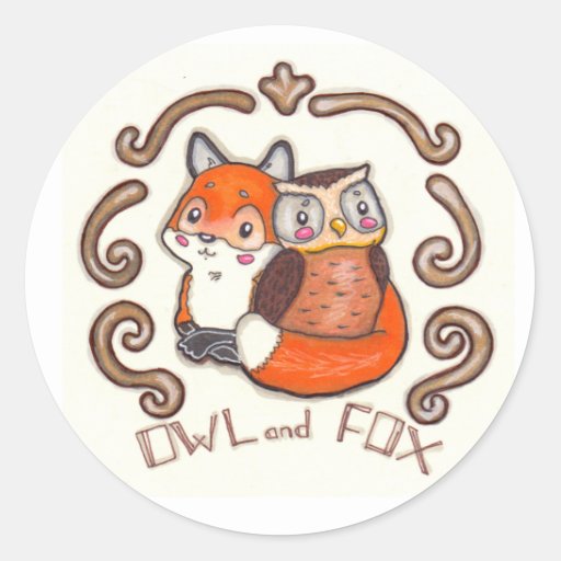 Owl and Fox sticker | Zazzle