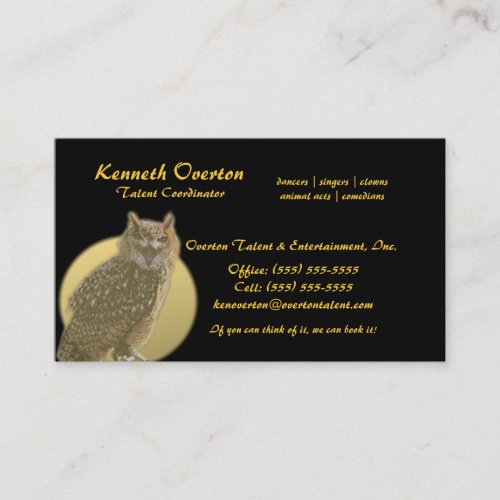 Owl and Full Moon Business Card Template