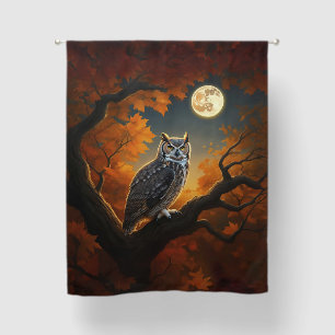Owl and Full Moon in Autumn Blackout Curtains