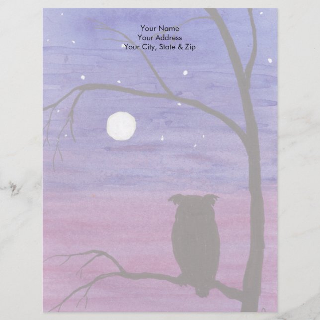 Owl and Full Moon Letterhead (Front)