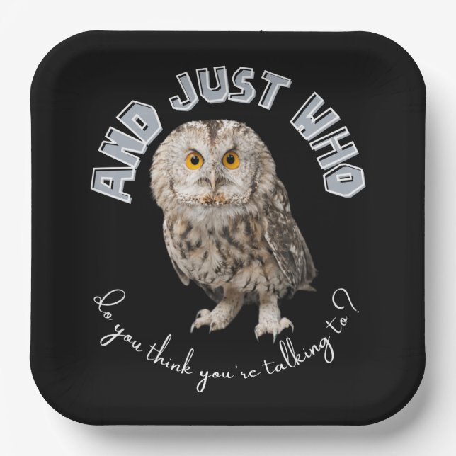 Owl: And Just Who Do You Think You're Talking To? Paper Plates (Front)