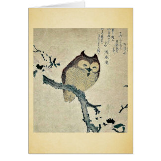 Owl and magnolia Ukiyoe Cards