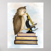Owl and Microscope Library Wall Art Poster (Front)