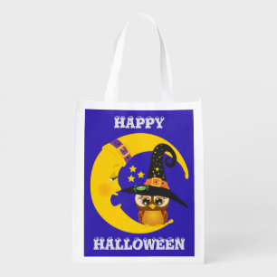 Owl and Moon Halloween Grocery Bag