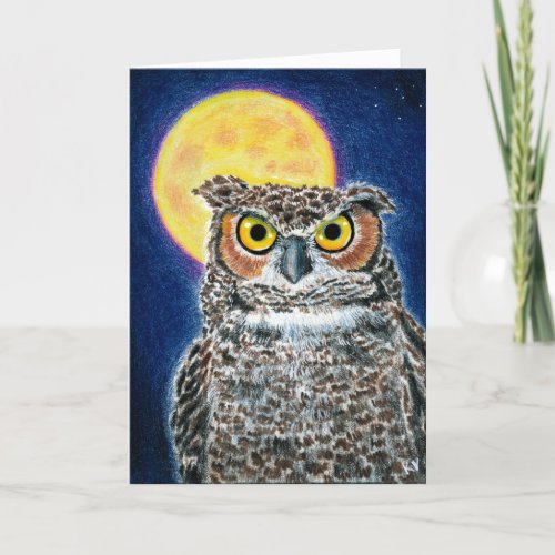 Owl and Moon Holiday Card