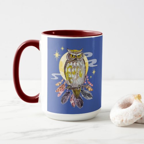 Owl and Moon Spirit Animal Coffee Mug