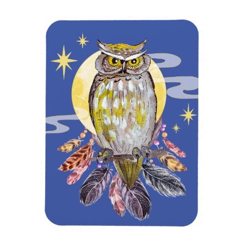 Owl and Moon Spirit Animal Flexible Magnet