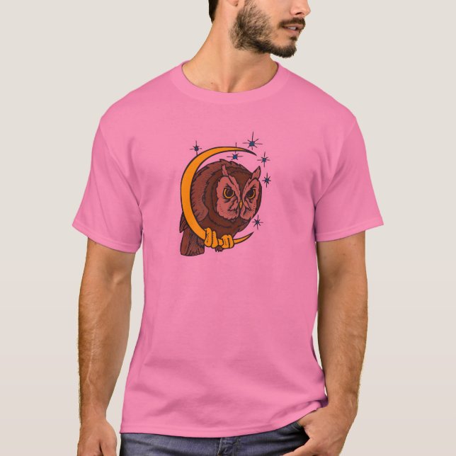 Owl and Moon Tattoo Design T-Shirt (Front)