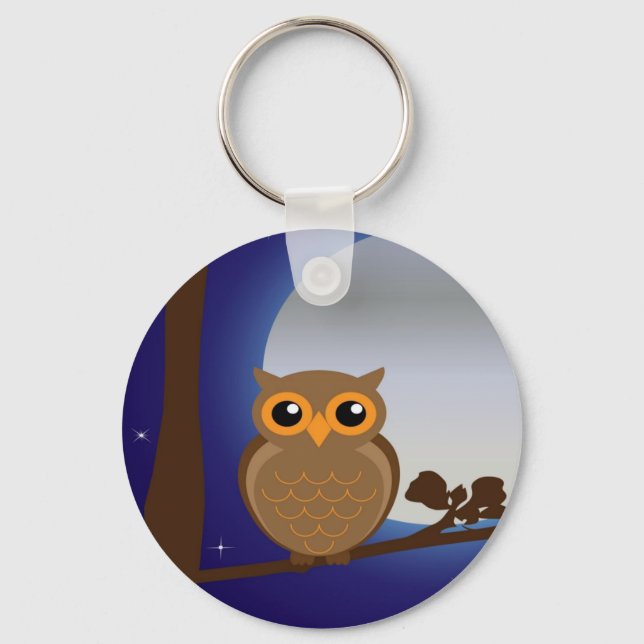owl and moonlight peace calm joy keychain (Front)