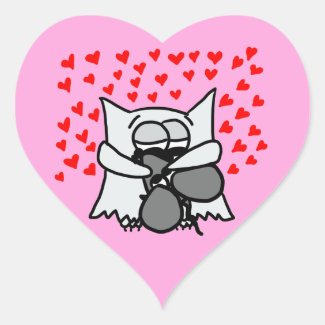 Owl and Mouse Hugging Sticker