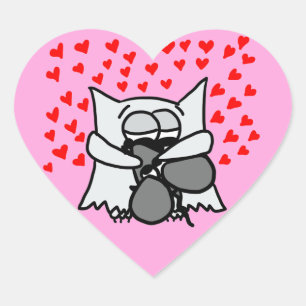 Owl and Mouse Hugging Sticker