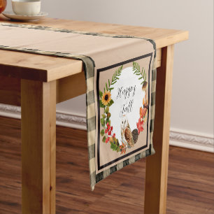Owl and nature with customizable text short table runner