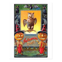Owl and Pumpkin Corn Halloween Don'ts Postcard