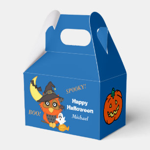 Owl and Pumpkin Kids Personalized Halloween Favor Boxes