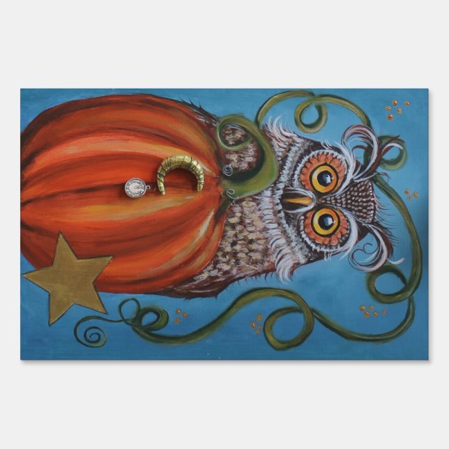 Owl and Pumpkin Painting Sign (Front)
