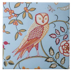 Owl and Rose, William Morris Ceramic Tile