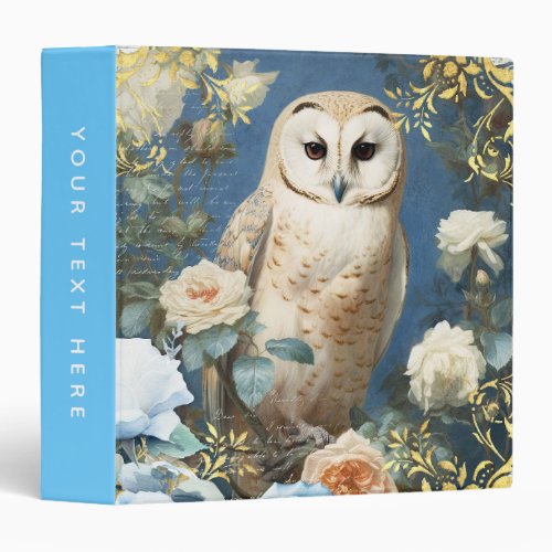 Owl and Roses 3 Ring Binder
