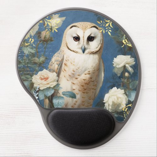 Owl and Roses Gel Mouse Pad