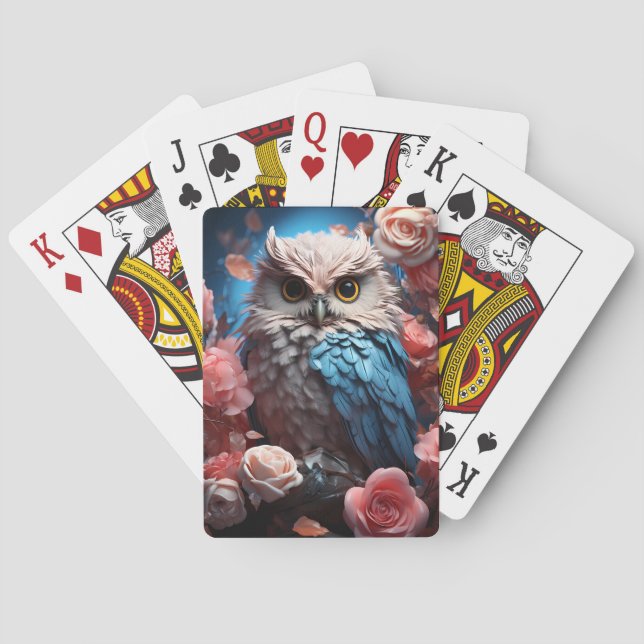 Owl and Roses  Poker Cards (Back)
