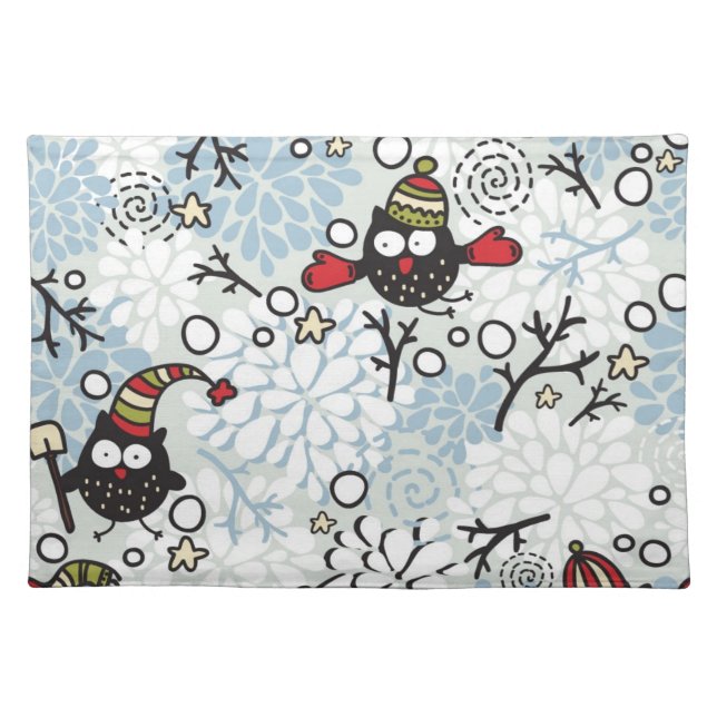 Owl and snow pattern placemat (Front)