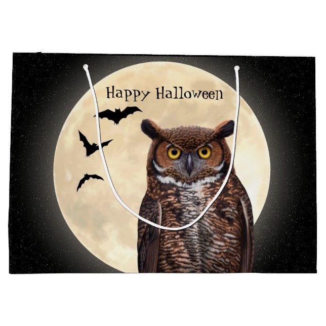 Owl and The Full Moon Large Gift Bag (Back)