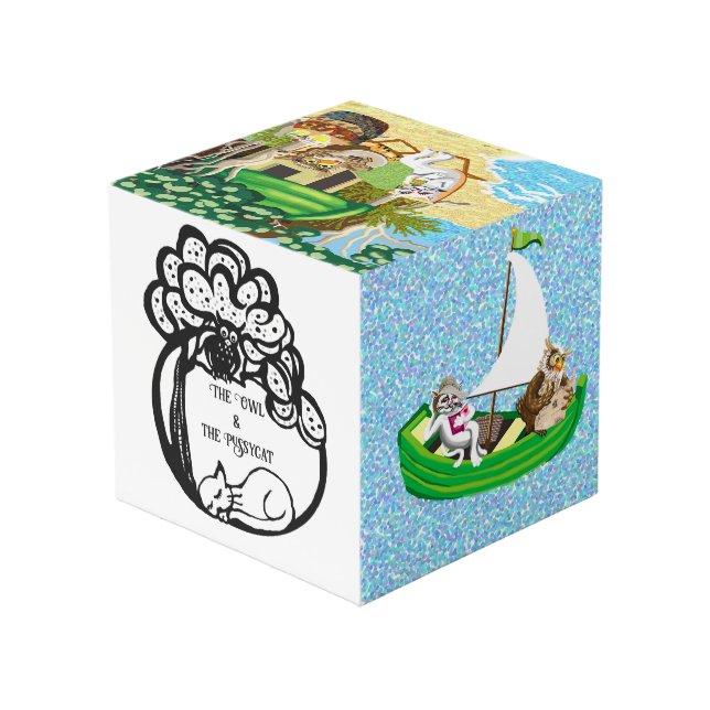 Owl and the pussycat Lear Poem Cube (Back Angled)