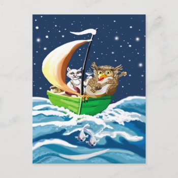 Owl And The Pussycat Postcard by Annaart at Zazzle