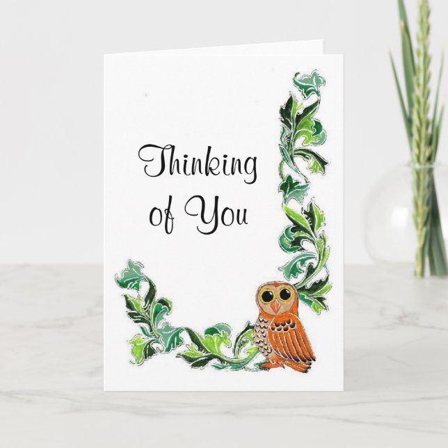 Owl and Vine Thinking of You Card (Front)