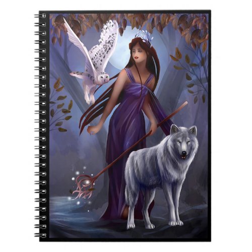 Owl and Wolf Fantasy Notebook