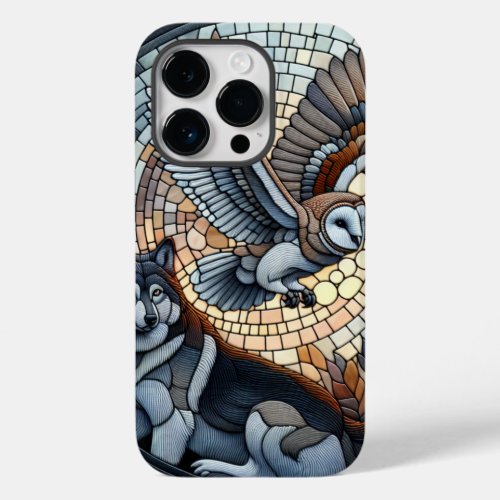 Owl and Wolf Mosaic Ai Art  Case_Mate iPhone 14 Pro Case
