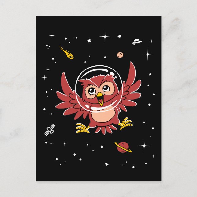 Owl Animals In Space Postcard (Front)