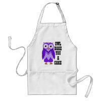 Owl Apron: Purple Adult Apron