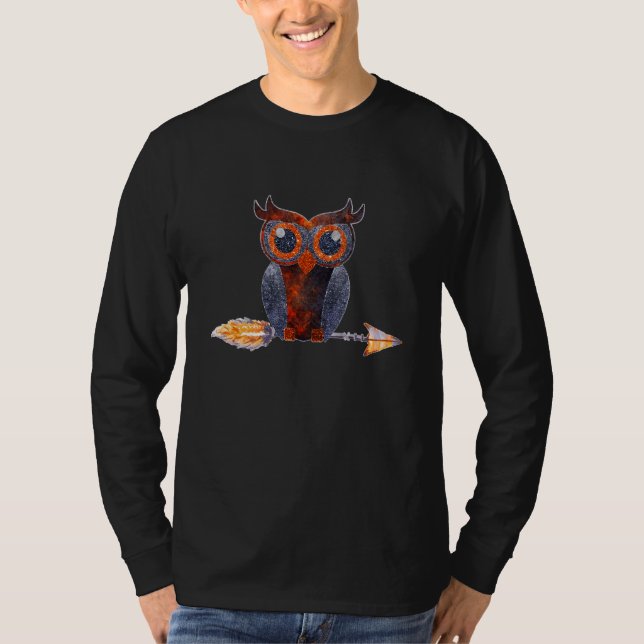 Owl Arrow Fall Autumn Transfer Fall Autumn Glitter T-Shirt (Front)