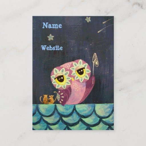 Customizable Owl Art- Catch A Falling Star Business Card Template