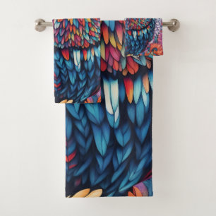 Owl Art Drawing Bath Towel Set