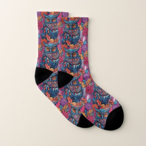 Owl Art Drawing  Socks