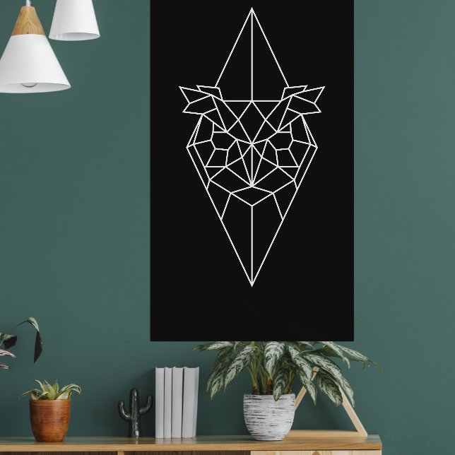Owl art geometric design animal modern abstract poster (Living Room 1)
