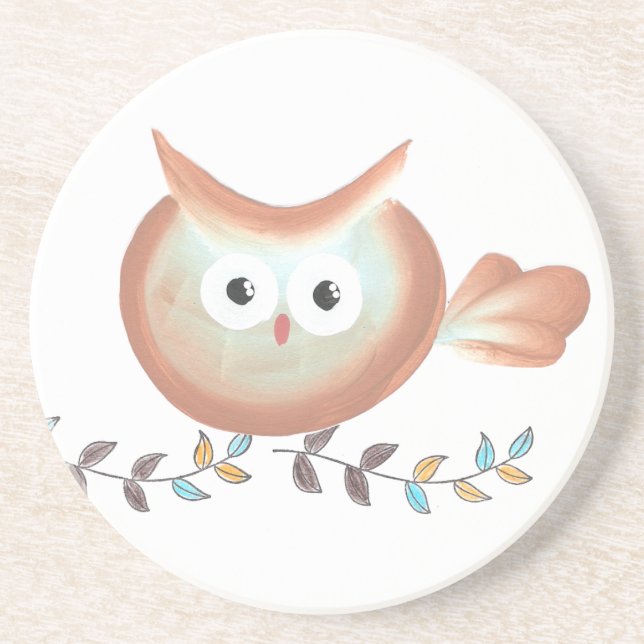 Owl Art Merchandise Drink Coaster (Front)