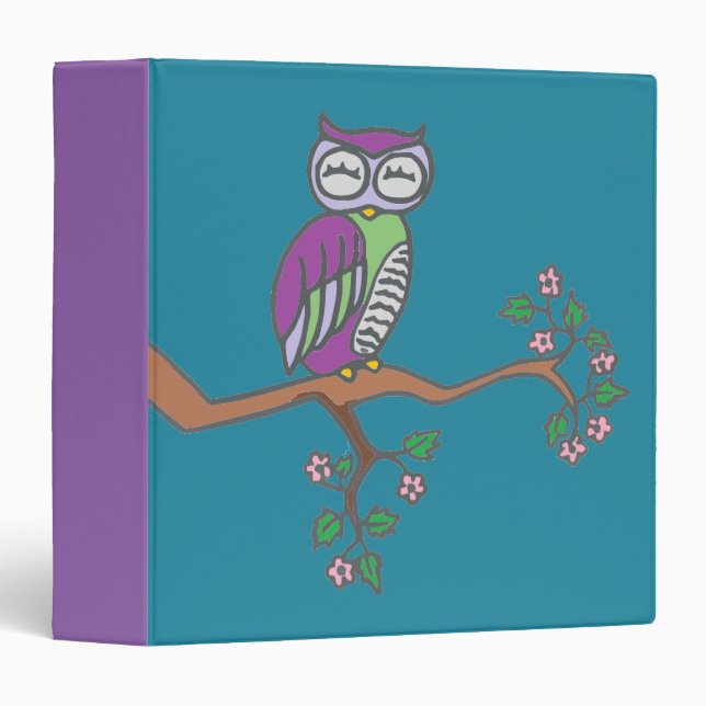 Owl Art Night Blue 3 Ring Binder (Front/Spine)