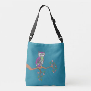 Owl Art Night Blue Crossbody Bag