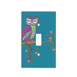 Owl Art Night Blue Light Switch Cover