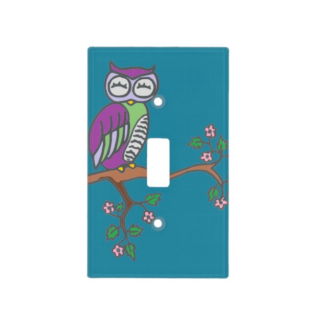 Owl Art Night Blue Light Switch Cover (Front)