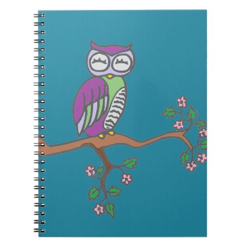 Owl Art Night Blue Notebook
