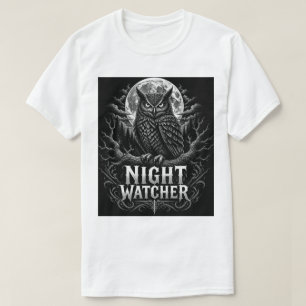 Owl Art T-Shirt Night Watcher Wise Bird Vintag