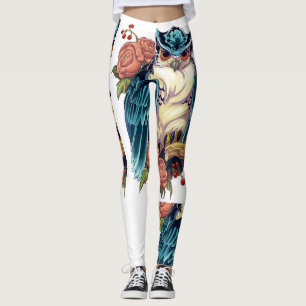 Owl Art Tattoo Design Ladies Leggings