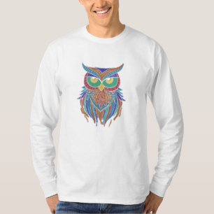 Owl Artistic Watercolors Night Owl Colorful T-Shirt