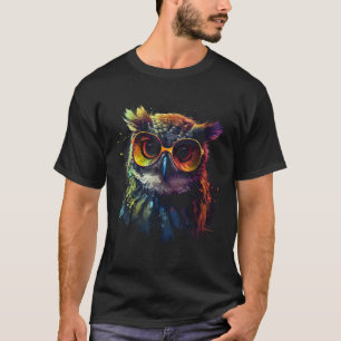 Owl Artwork  Animal Glasses Colourful Bird Owl T-Shirt