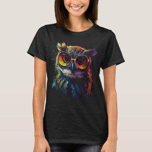 Owl Artwork  Animal Glasses Colourful Bird Owl T-Shirt