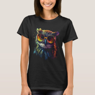 Owl Artwork  Animal Glasses Colourful Bird Owl T-Shirt
