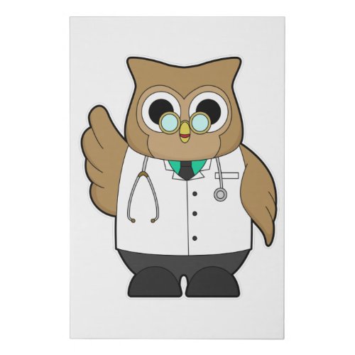 Owl as Doctor with Stetoscope Faux Canvas Print